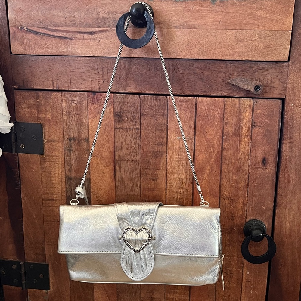 Brighton Womens Handbag, Silver Purse/ Clutch. Handcrafted original, brand new